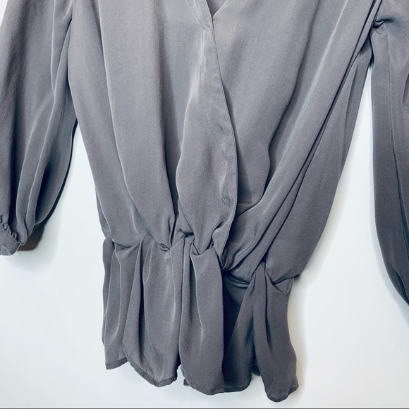 Joie Gray Surplice Peplum Silk Blouse Size S - Picture 2 of 7